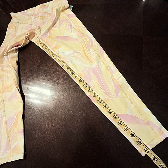 Ideology Compression Leggings 7/8 Length Hi-Rise Yellow & Pink Women Size Medium - Picture 11 of 12